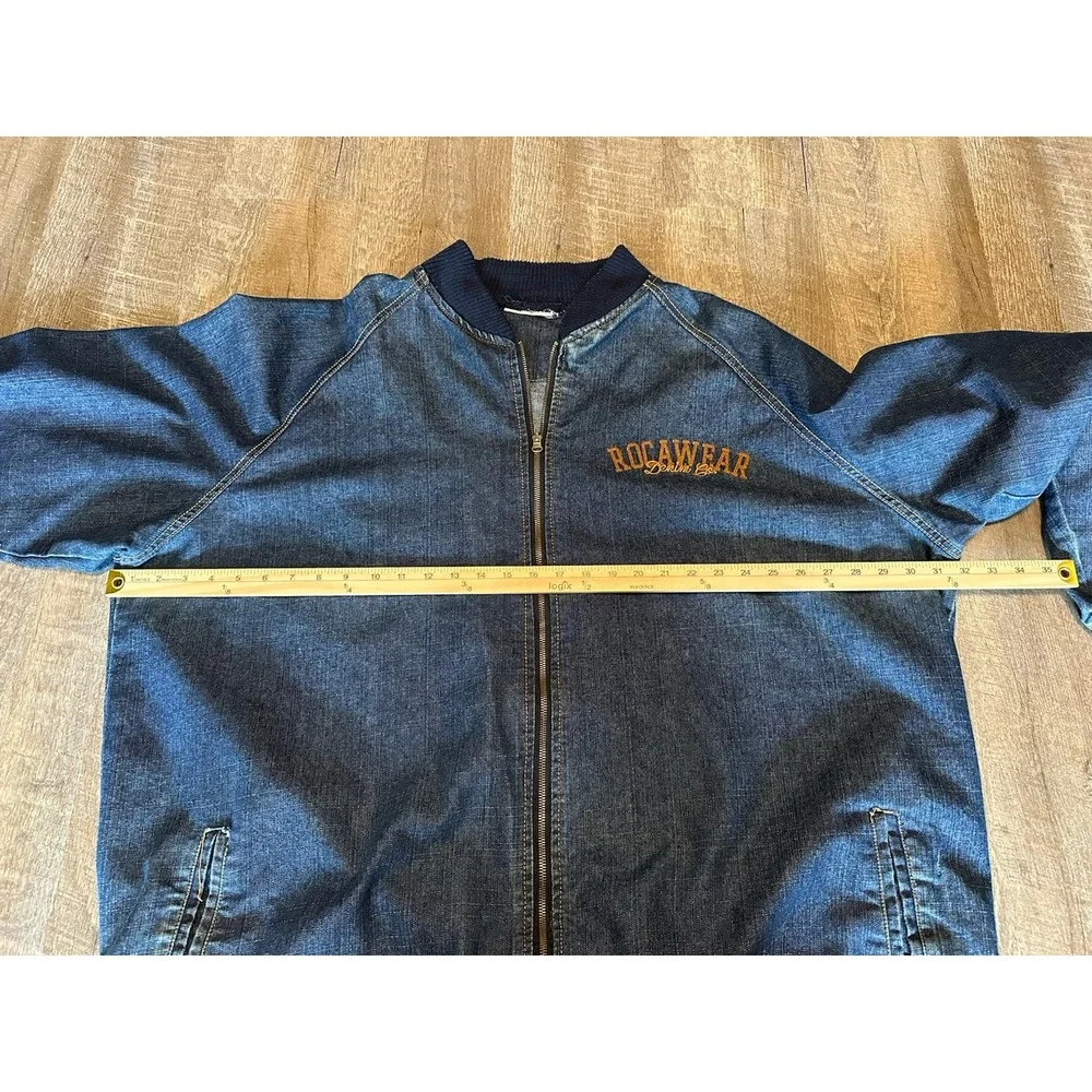 Y2K Rocawear Denim Hip‎ Hop Urban Streetwear Embroidered Jayz Jacket Size 3XL?